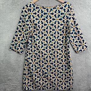 S&W Fashion Dress Women’s L XL Multicolor Geometric Print 3/4 Sleeve Zipper